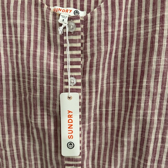 Anthropologie Sundry Maxi Dress Striped Red Button Up Vacation Size 3 Medium - Picture 5 of 5